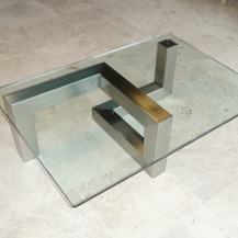 Contemporary coffee table tempered top glass stainless metal