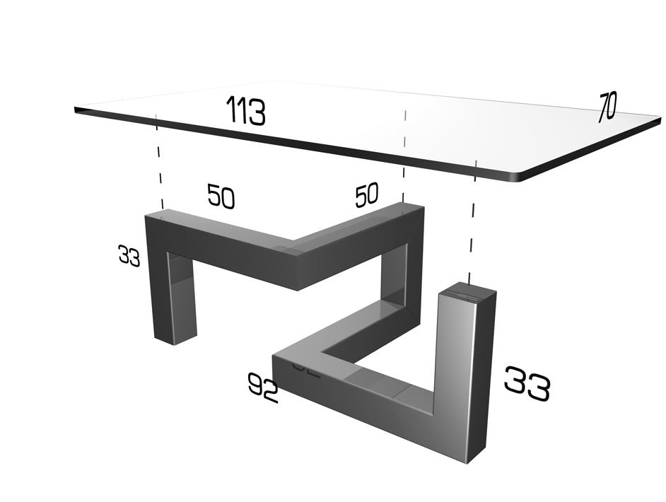 dimension size coffee table stainless steel